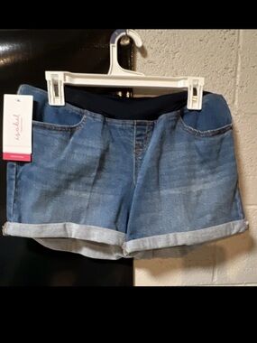 Ingrid & Isabel Medium Blue Denim Maternity Roll-Cuff Shorts